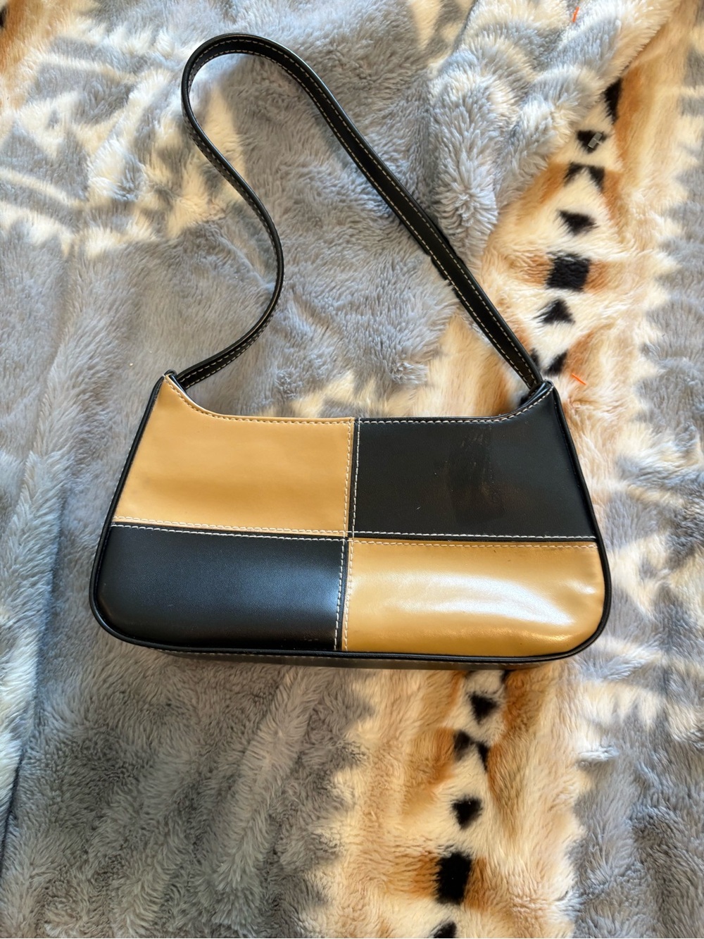 Chateau Black and Tan Patchwork Shoulder Bag